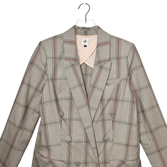 Cabi Sleuth Structured Plaid #5470 Women’s Double Breasted Longline Blazer Sz 10 - Picture 2 of 14